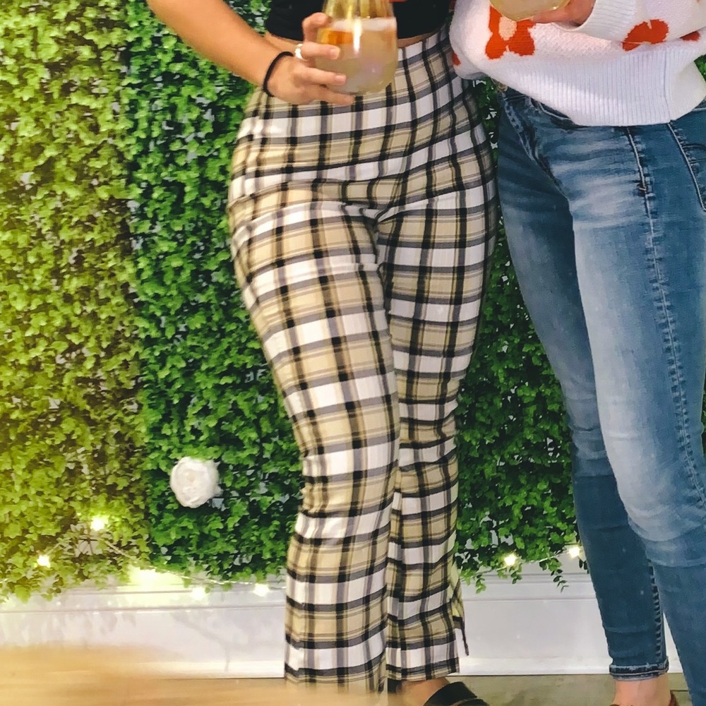 Plaid cropped pant sale
